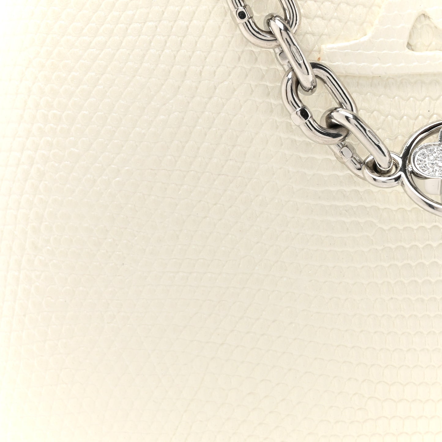 Taurillon Lizard Flower Chain Capucines Nano Ivory Sparkle