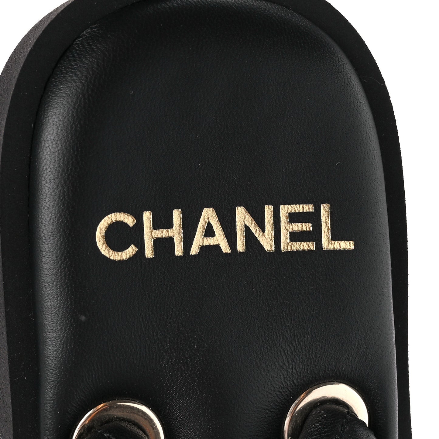 Lambskin Quilted Padded Charms Thong Sandals 37.5 Black