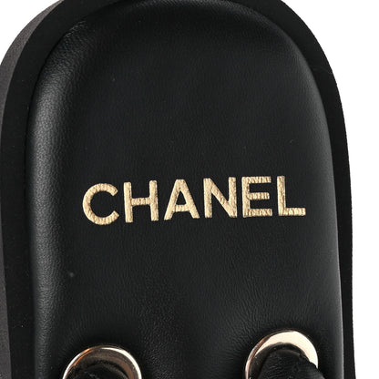 Chanel Lambskin Quilted Padded Charms Thong Sandals 37.5 Black 7 of 8