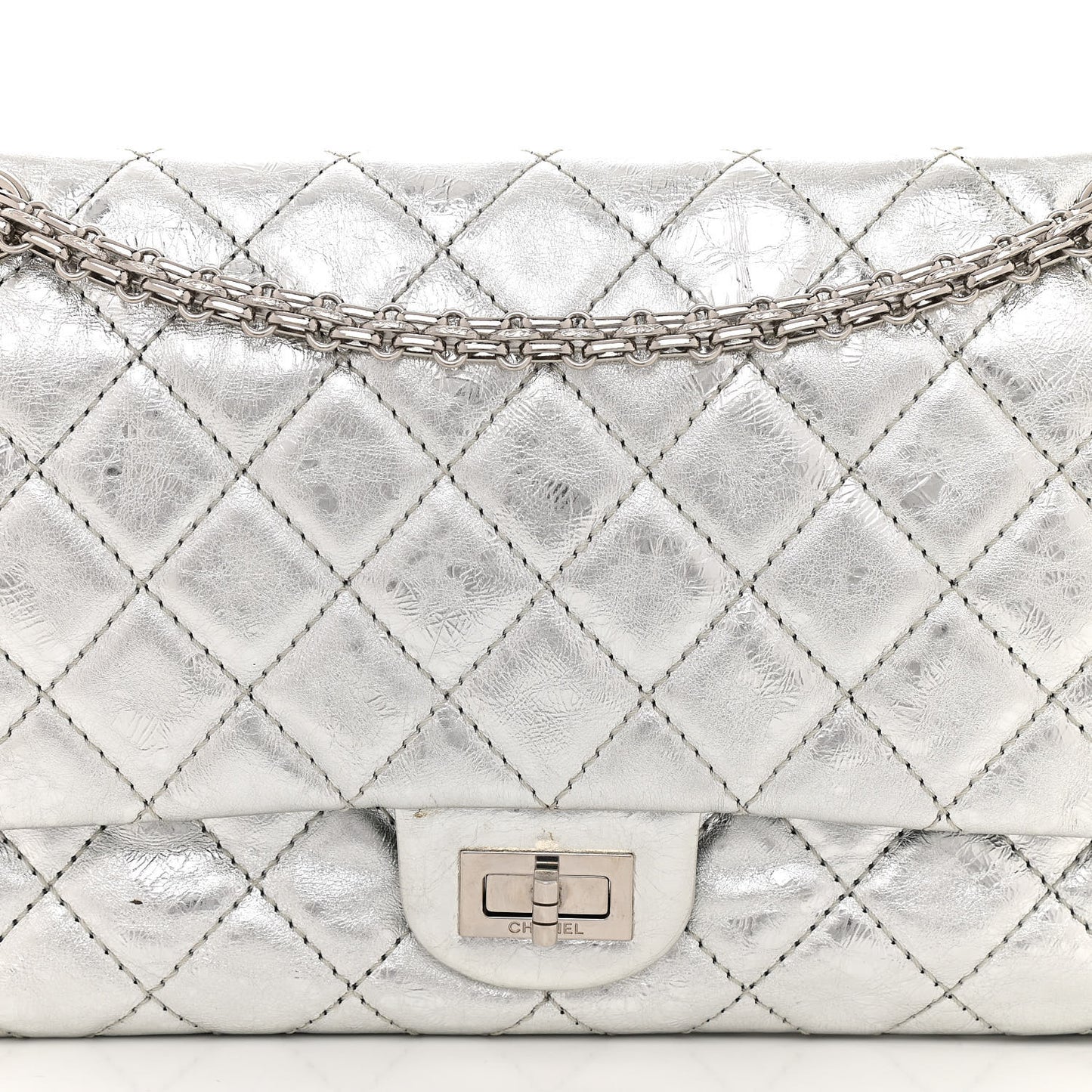 Metallic Aged Calfskin Quilted 2.55 Reissue 226 Flap Silver