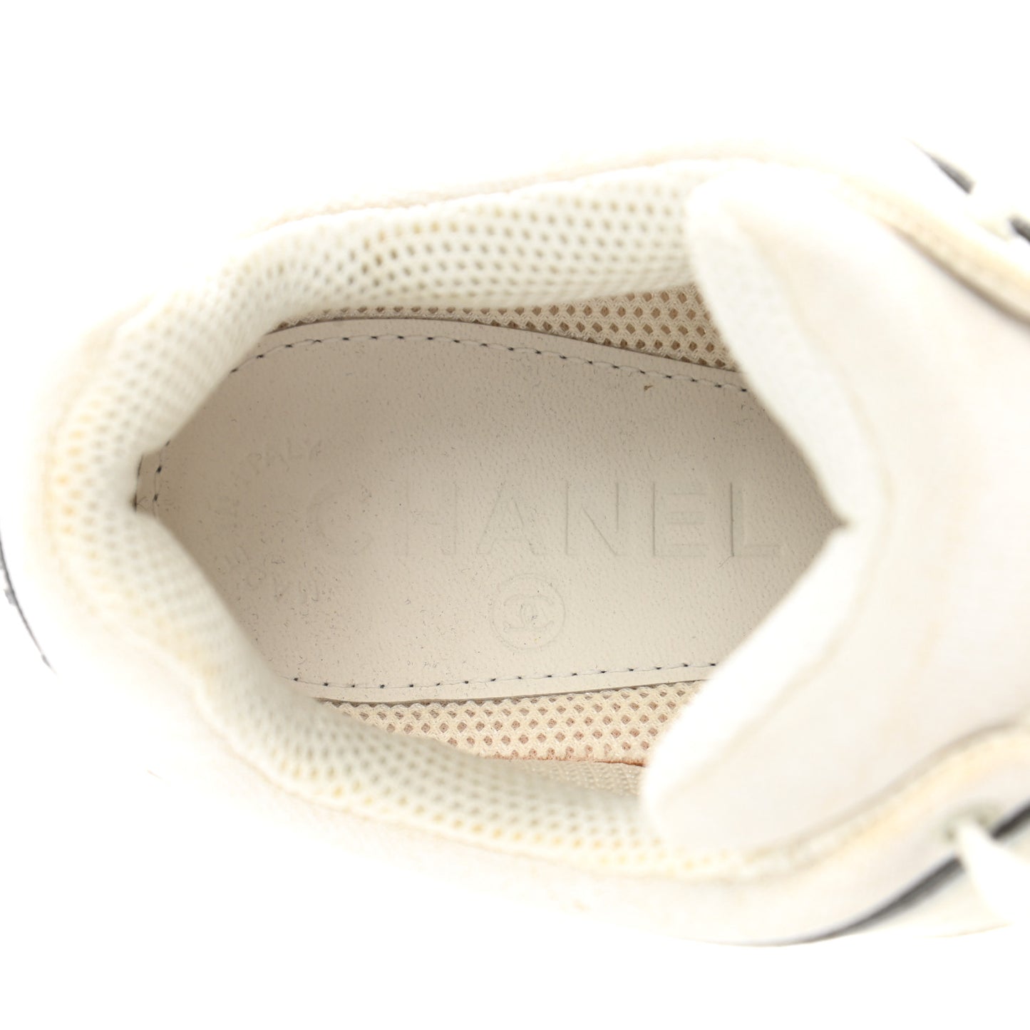 Suede Calfskin CC Sneakers 37 White Grey