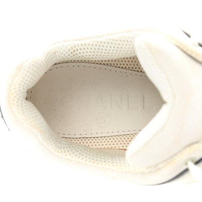 Chanel Suede Calfskin CC Sneakers 37 White Grey 7 of 11