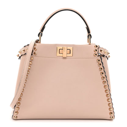 Fendi Vitello Seta Shiny Nappa Scalloped Studded Mini Peekaboo Iconic Satchel Soap 1 of 10