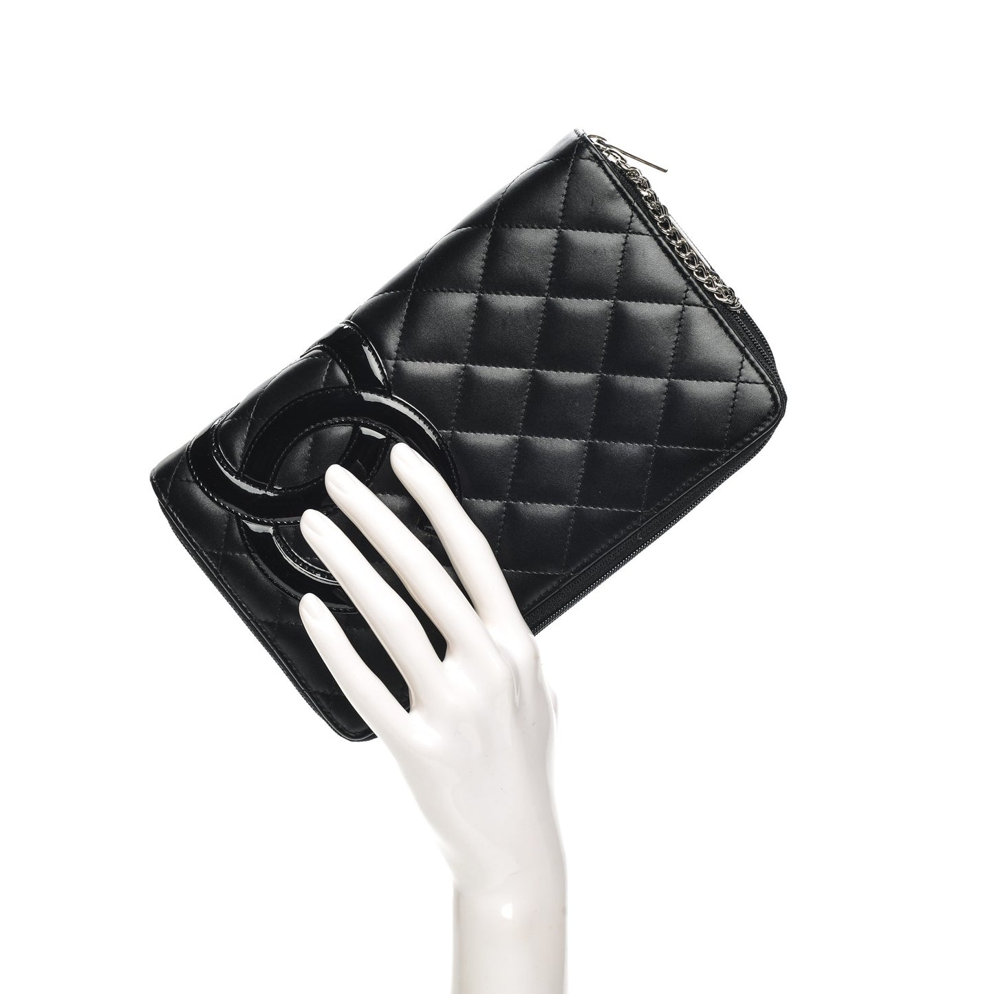 Calfskin Cambon Zip Around Organizer Wallet Black