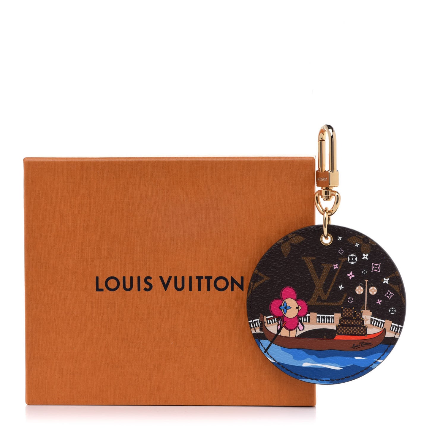 Monogram 2019 Christmas Animation Venice Bag Charm Key Ring Blue