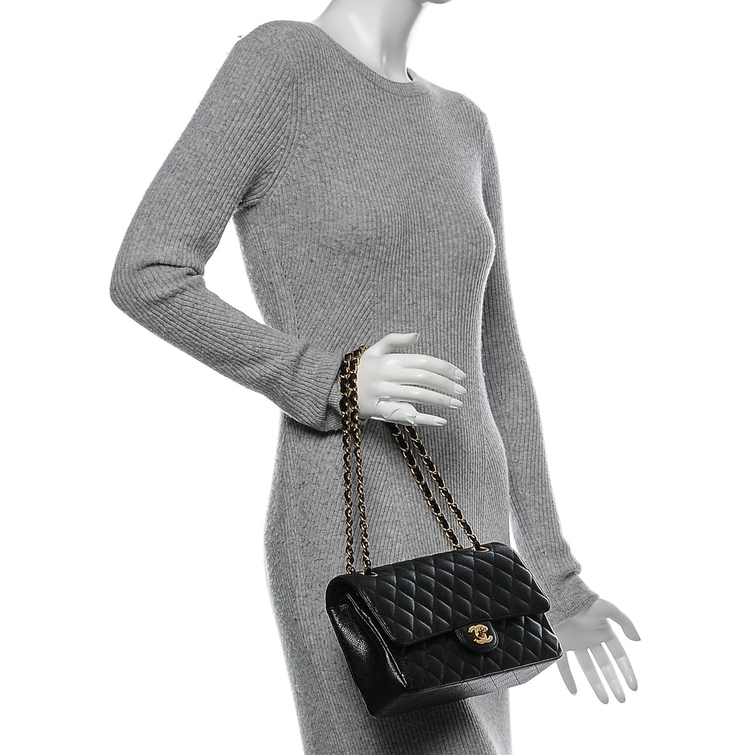 Chanel Caviar Quilted Medium Double Flap Black 2 of 8