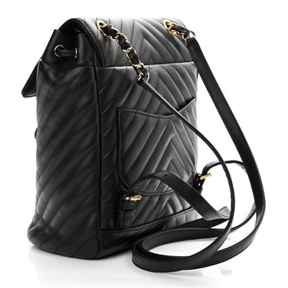 Chanel Calfskin Chevron Quilted Small Urban Spirit Backpack Black 3 of 12