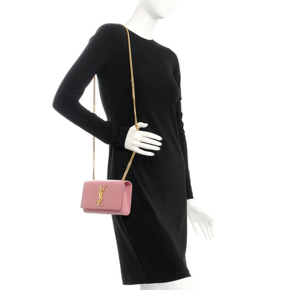 Saint Laurent Grain De Poudre Small Classic Monogram Kate Satchel Old Rose 2 of 7