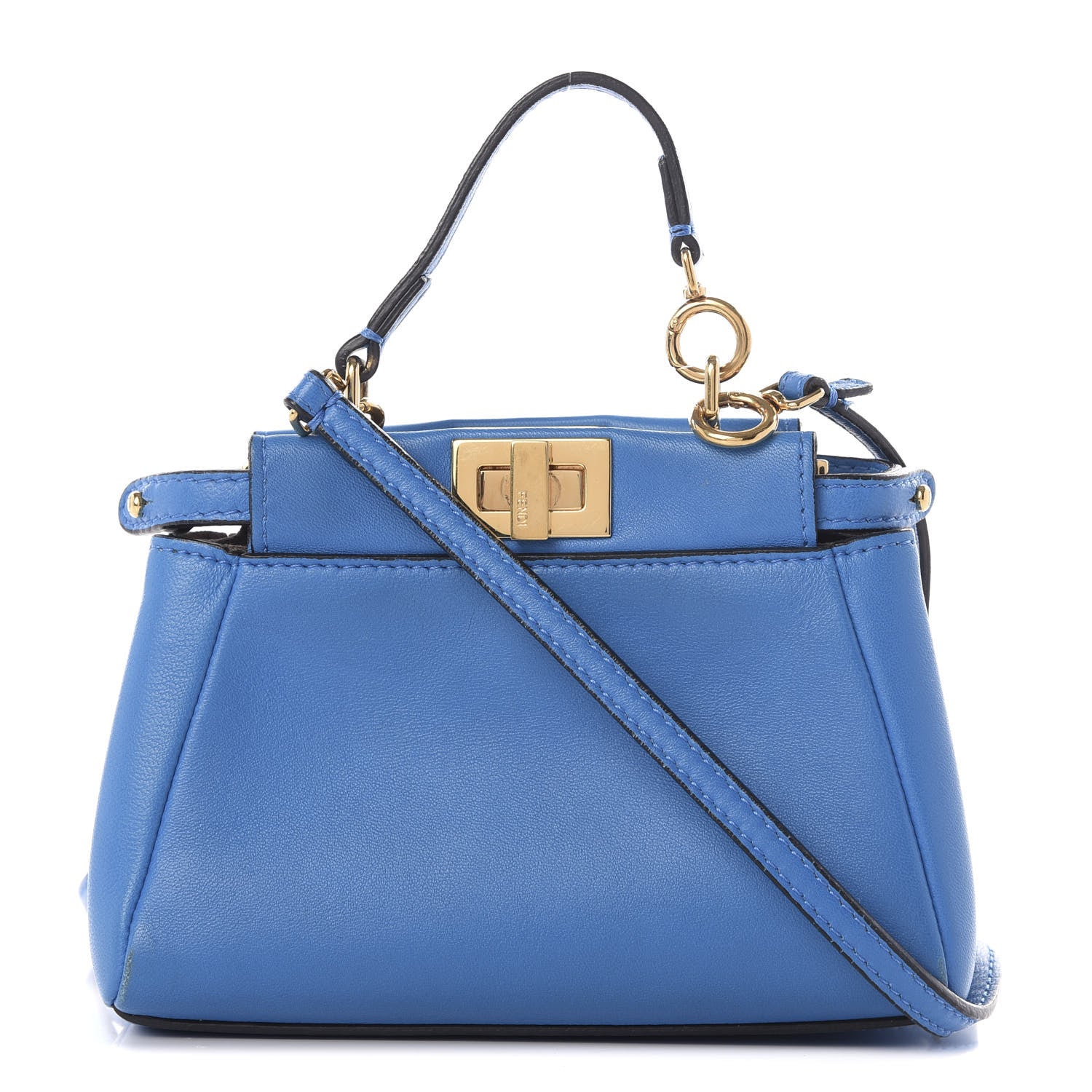 Fendi Shiny Nappa Micro Peekaboo Iconic Satchel Blue Royal 1 of 10