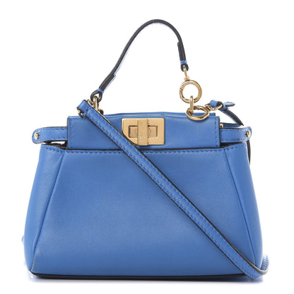 Fendi Shiny Nappa Micro Peekaboo Iconic Satchel Blue Royal 1 of 10