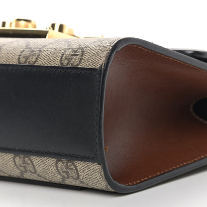 Gucci GG Supreme Monogram Calfskin Small Padlock Shoulder Bag Beige Black Cuir 9 of 18