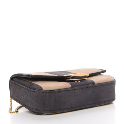 Fendi Nubuck Pequin Nano Baguette Charm Tobacco Moro Ebano 4 of 10