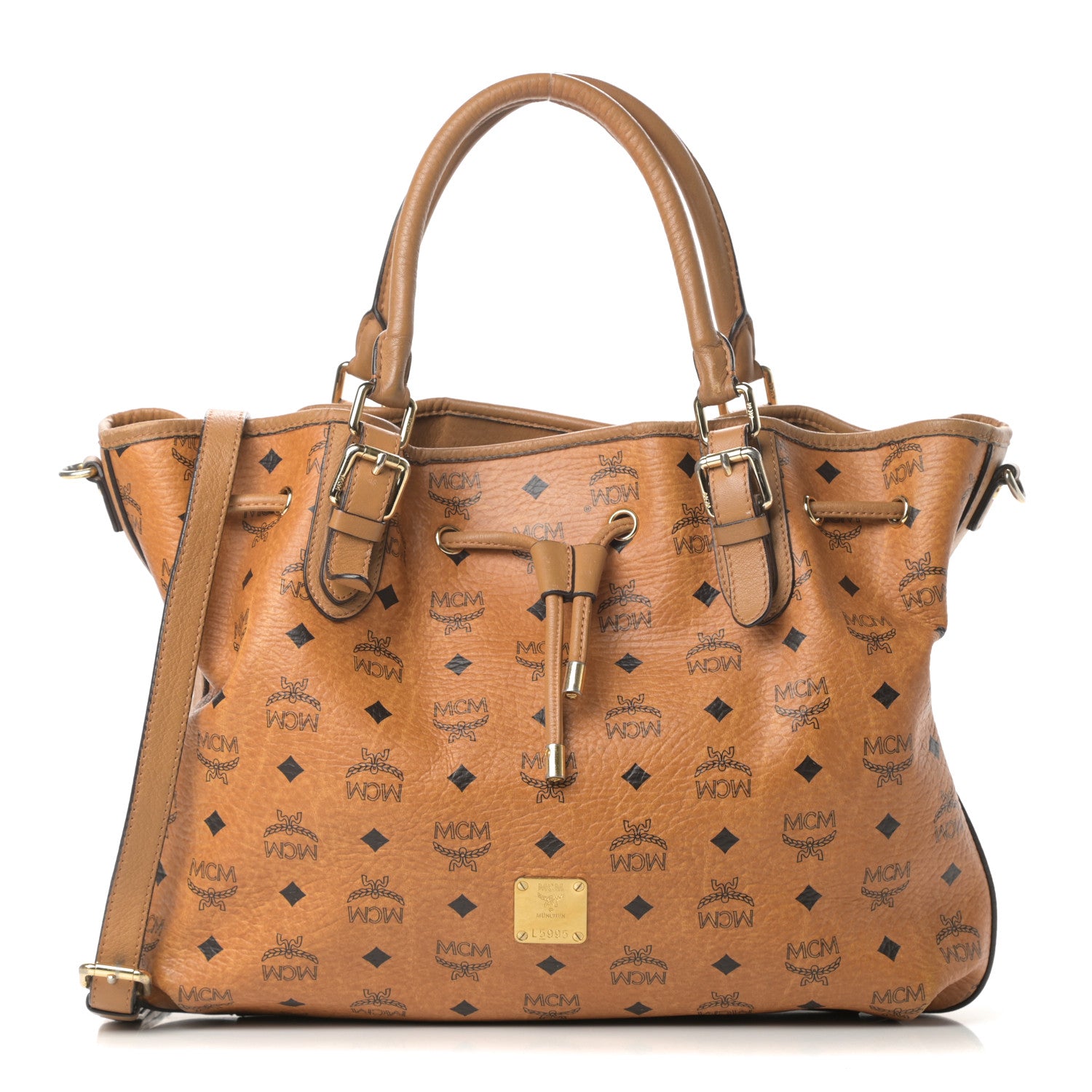 MCM Visetos Medium Drawstring Shopper Cognac 1 of 19