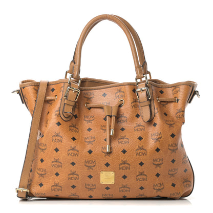 MCM Visetos Medium Drawstring Shopper Cognac 1 of 19