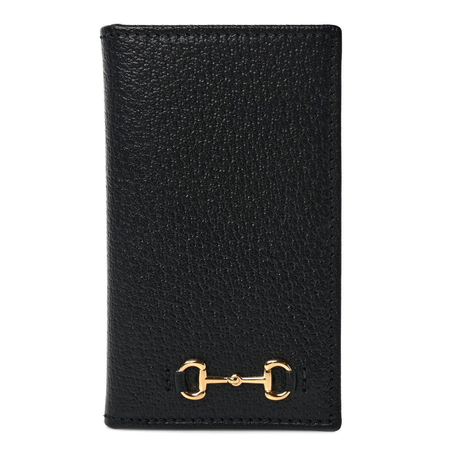 Gucci Textured Dollar Calfskin Horsebit Card Holder Black 1 of 7