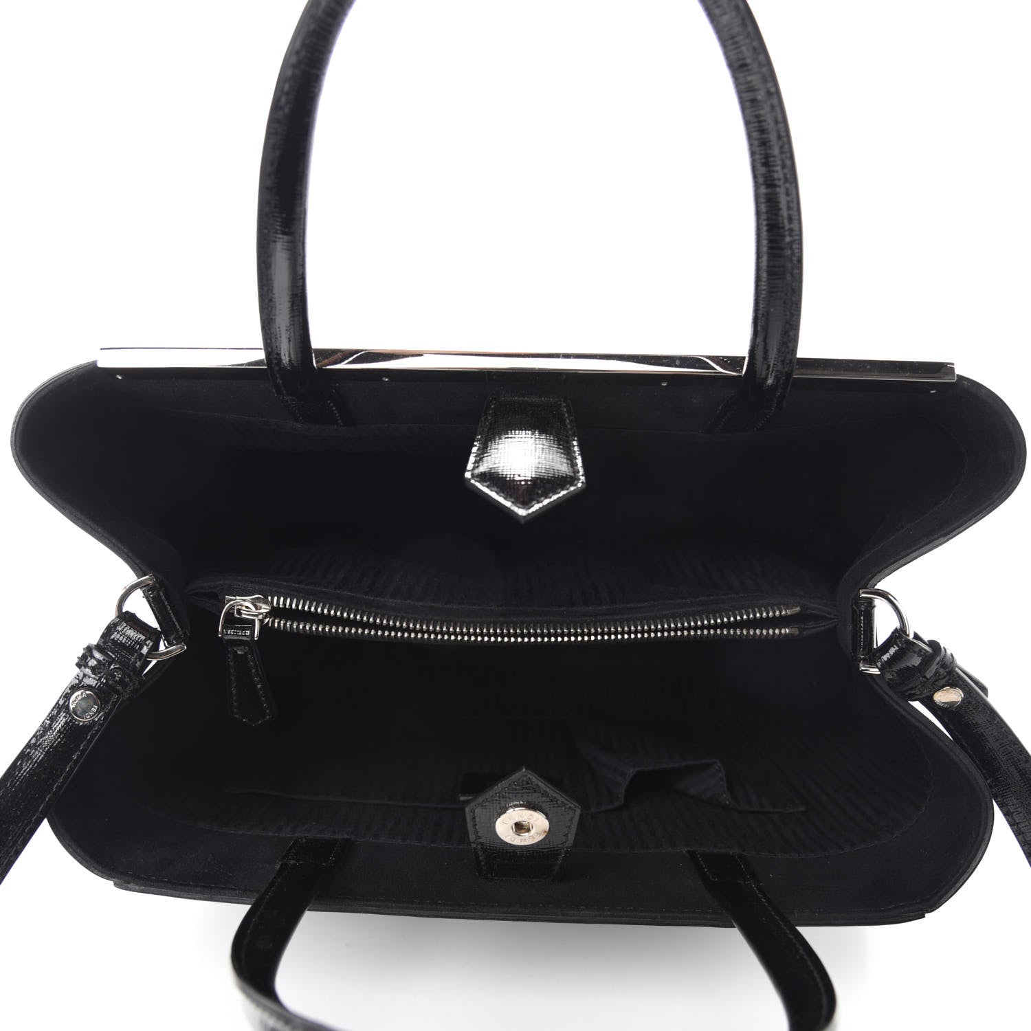 Fendi Patent Vitello Elite Regular 2Jours Tote Black 5 of 10