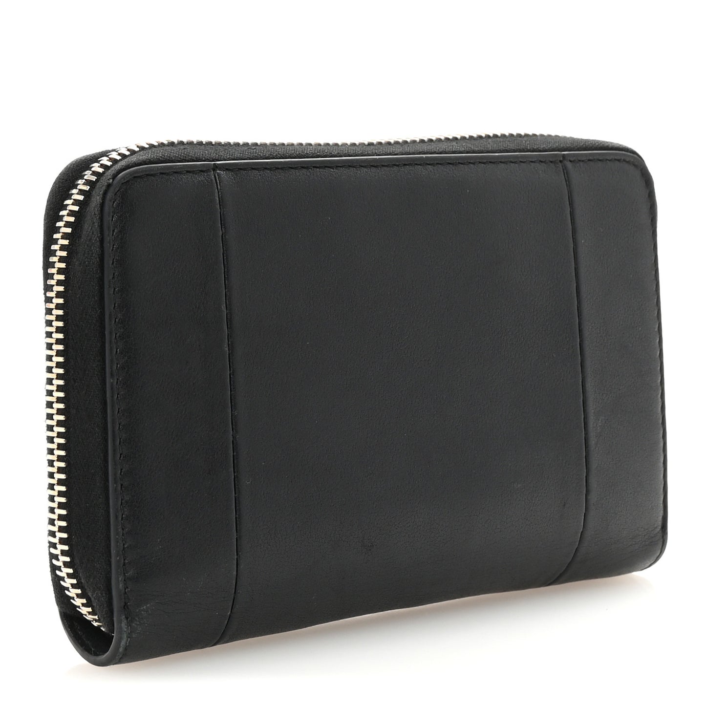 Calfskin Go Logo Zip Around Wallet Black