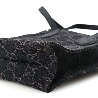 Gucci Denim Cuoio Harness GG Monogram Mini Ophidia Tote Bag Black Medium Grey 10 of 10