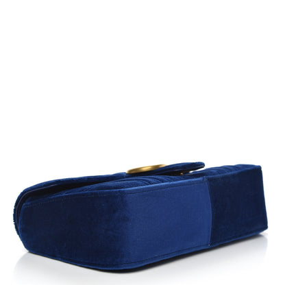 Gucci Velvet Matelasse Small GG Marmont Shoulder Bag Cobalt Blue 5 of 11