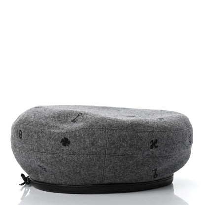 Hermes Cashmere Lambskin Saint-Honore Charms Beret 57 Charbon 4 of 8