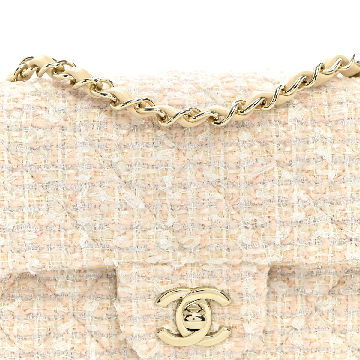 Chanel Tweed Quilted Mini Rectangular Flap Off White 8 of 10