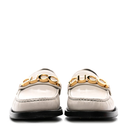 Gucci Goatskin Womens Logo 15mm Loafers 38 Mystic White 2 of 9