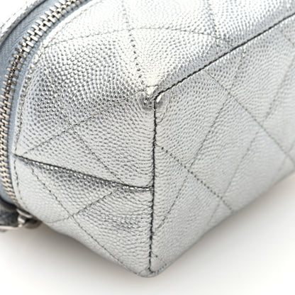 Chanel Metallic Caviar Quilted Mini Top Handle Vanity With Chain Silver 9 of 10