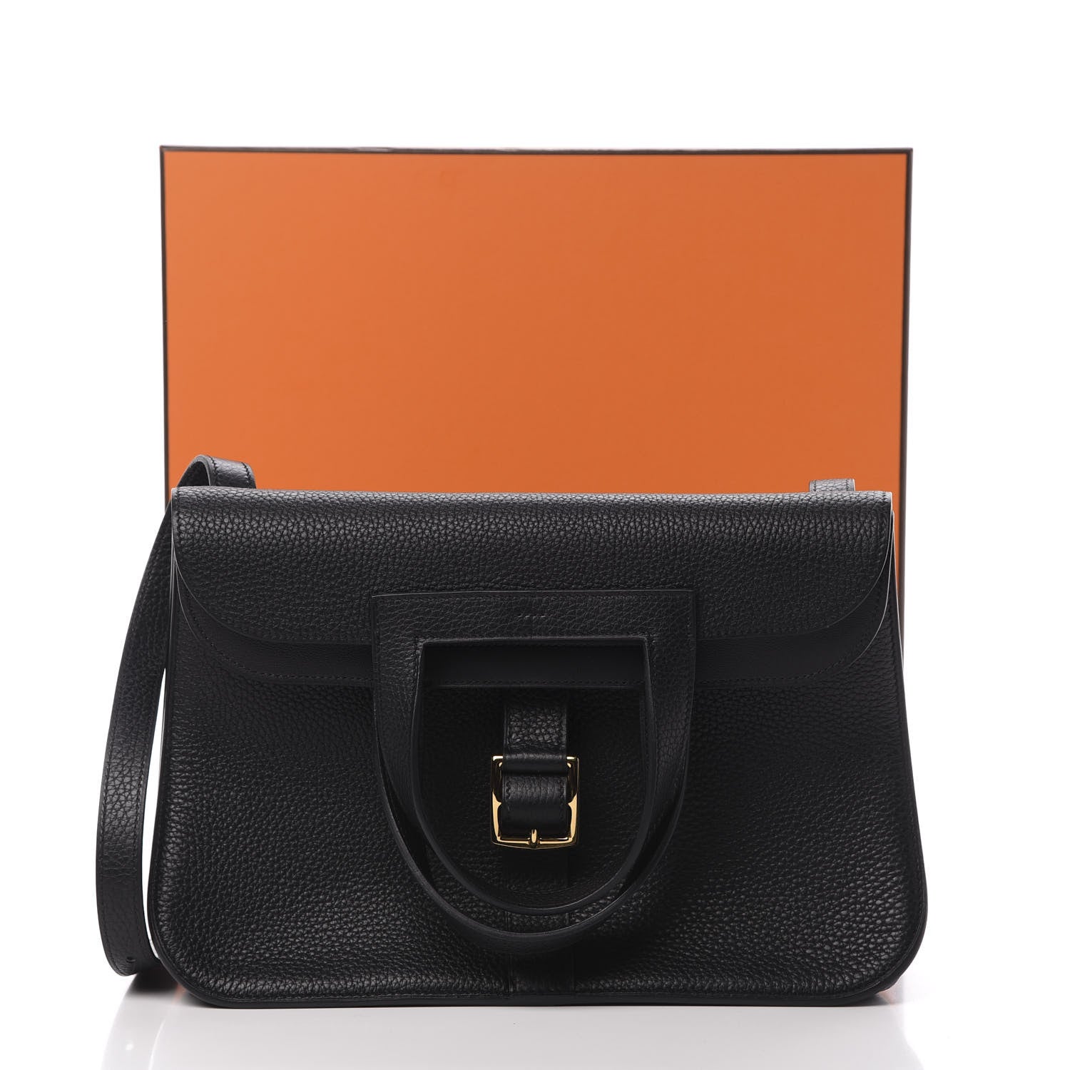 Hermes Taurillon Clemence Halzan 31 GM Black 14 of 14