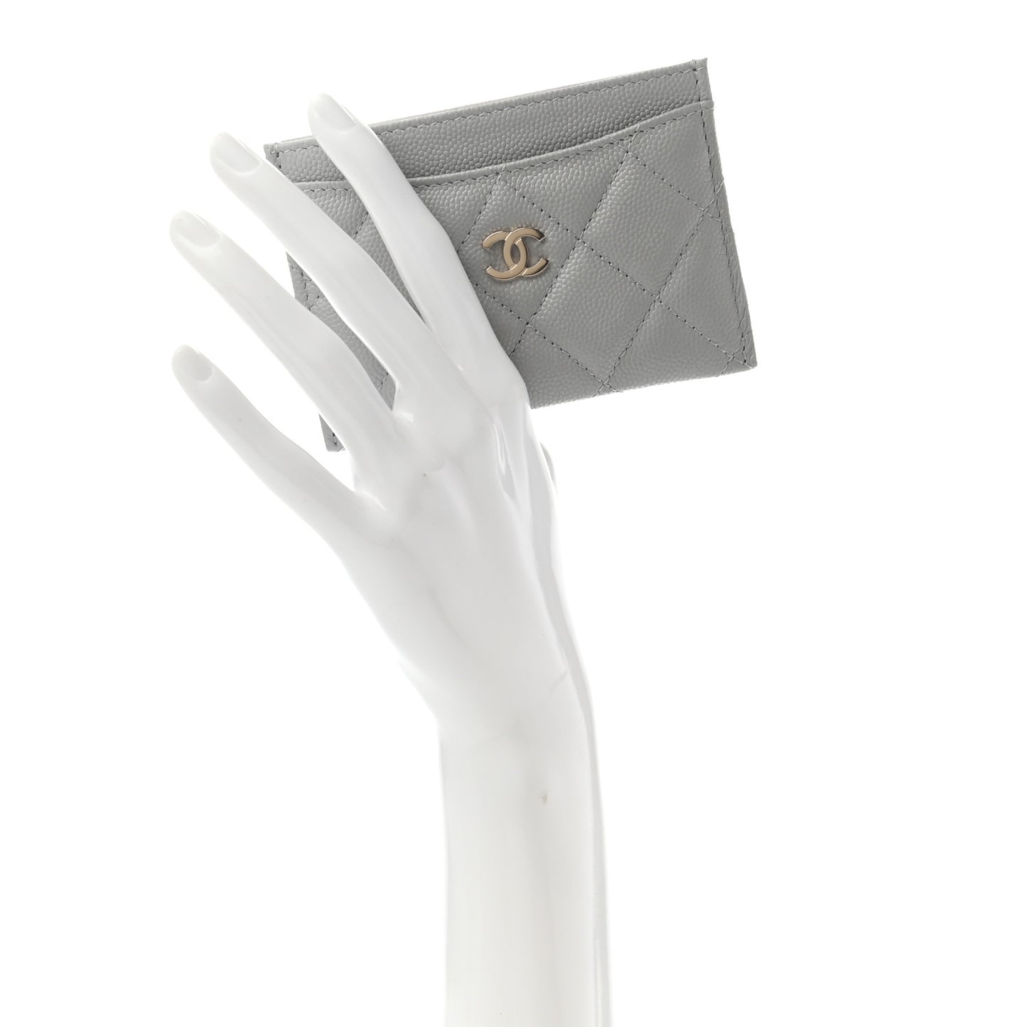 Caviar Quilted Card Holder Grey