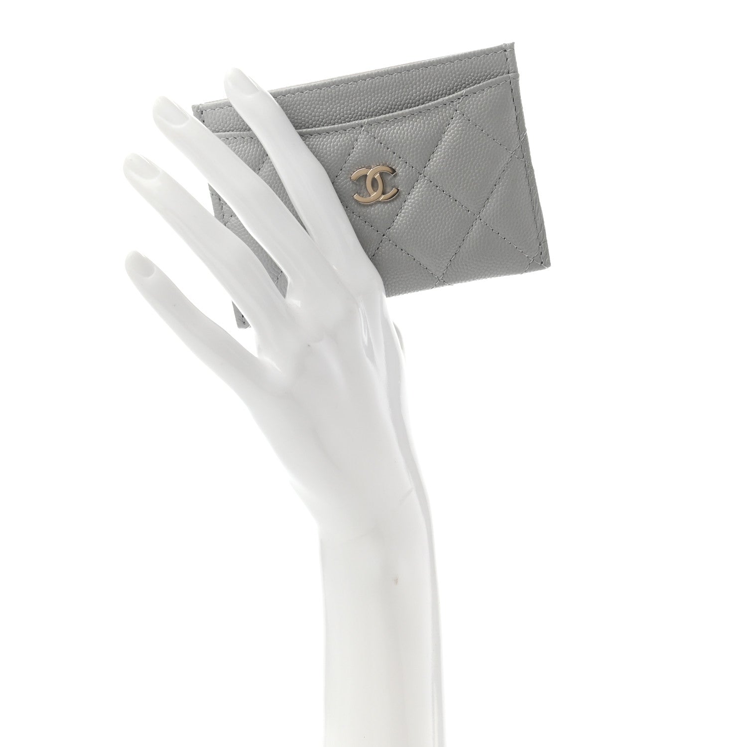 Chanel Caviar Quilted Card Holder Grey 2 of 8