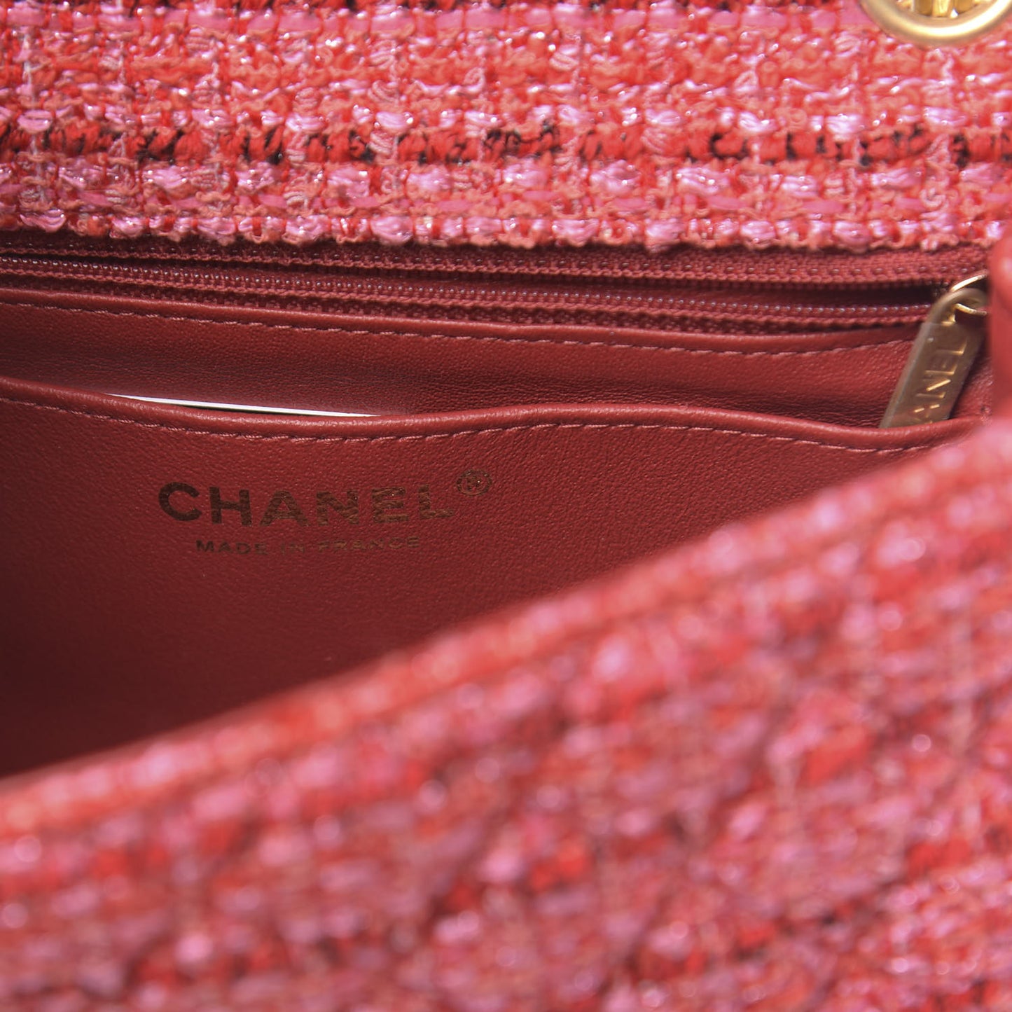 Tweed Quilted Mini 2.55 Reissue Flap Red Ecru Black