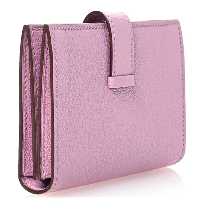 Hermes Chevre Mysore Bearn Card Holder Wallet Mauve Sylvestre 3 of 8