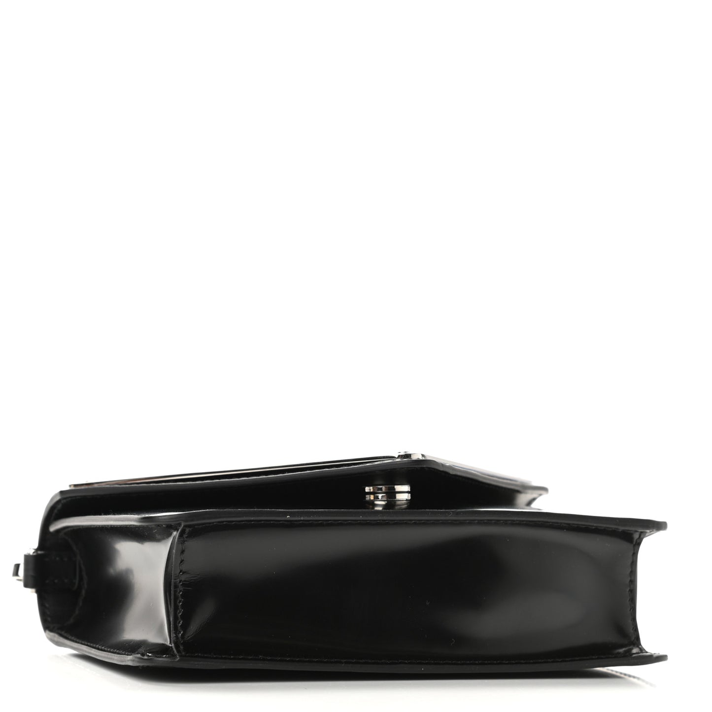 Spazzolato Triangle Logo Plate Flap Chain Crossbody Bag Black