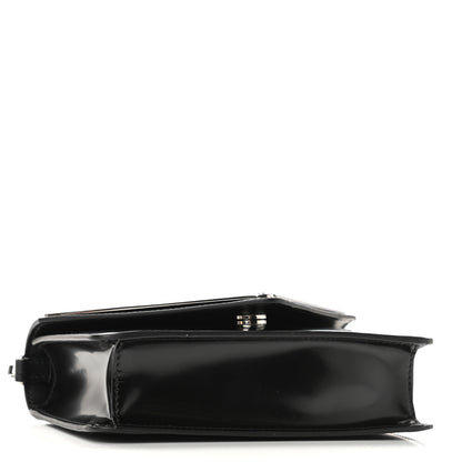 Prada Spazzolato Triangle Logo Plate Flap Chain Crossbody Bag Black 4 of 9