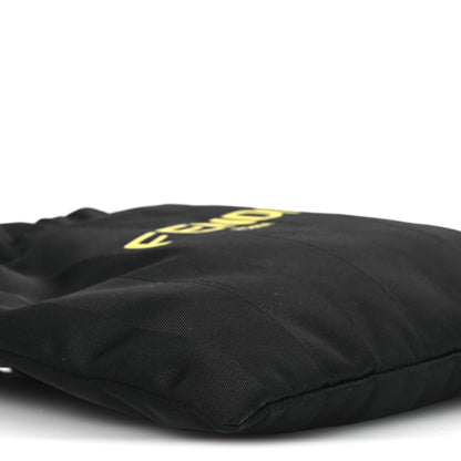 Fendi Recycled Nylon Vitello Grace Light Pequin Small Saint Fendi Roma Drawstring Pouch Black Sunflower 9 of 11