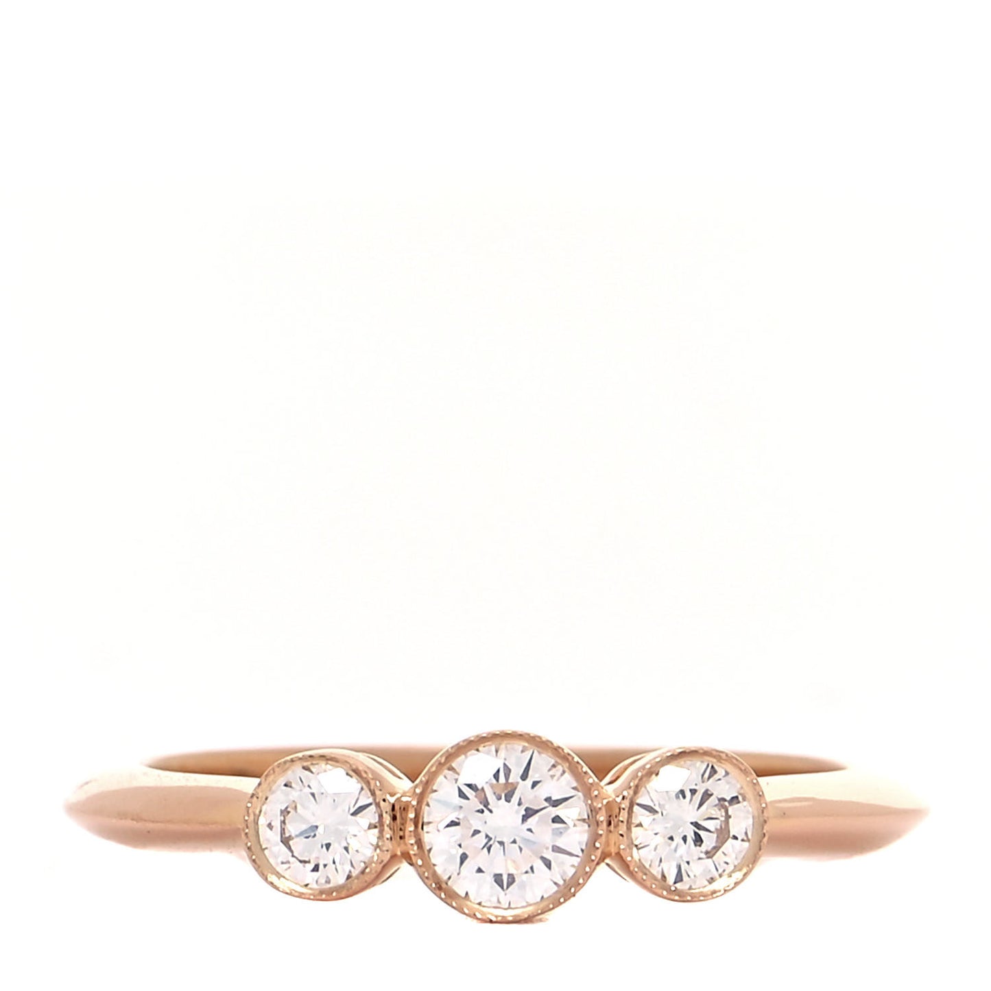 18K Rose Gold Diamond Three Stone Milgrain Ring 47 4