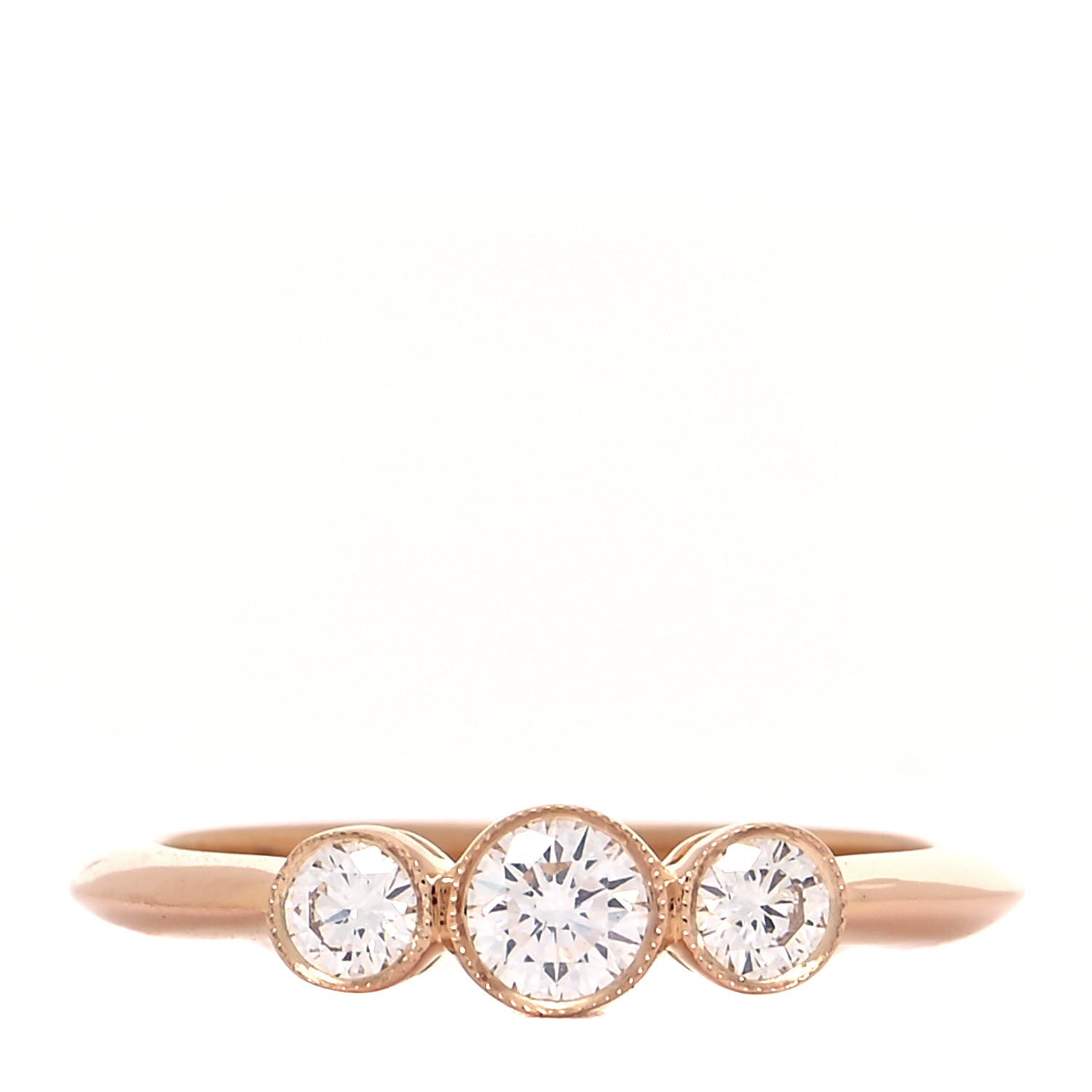 Tiffany 18K Rose Gold Diamond Three Stone Milgrain Ring 47 4 1 of 4