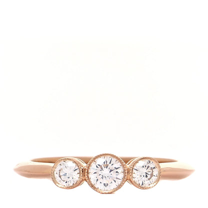 Tiffany 18K Rose Gold Diamond Three Stone Milgrain Ring 47 4 1 of 4