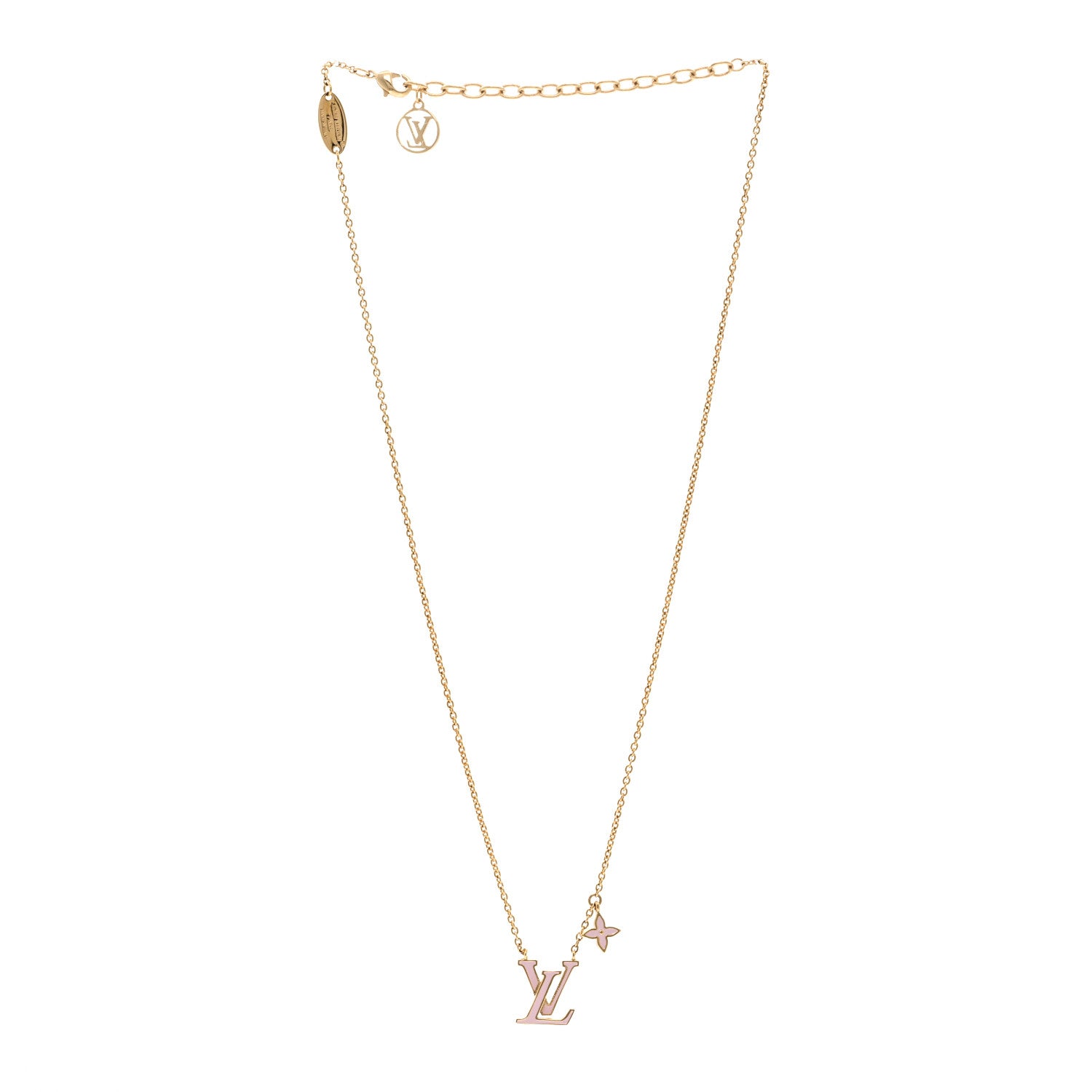 Louis Vuitton Enamel LV Iconic Necklace Gold Pink 3 of 6