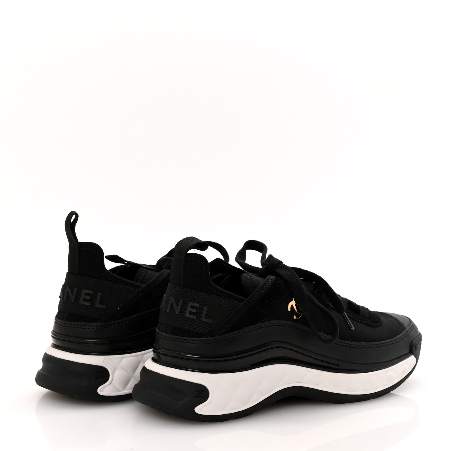 Velvet Calfskin Mixed Fibers CC Sneakers 36 Black