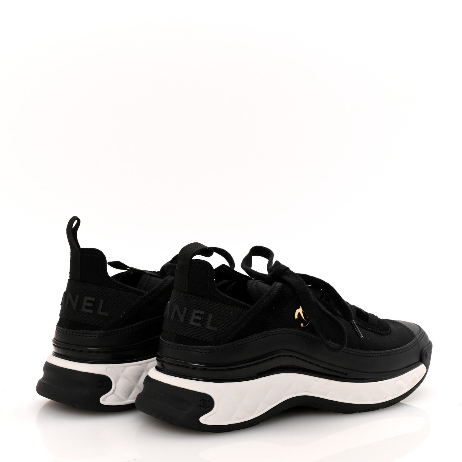 Chanel Velvet Calfskin Mixed Fibers CC Sneakers 36 Black 5 of 10