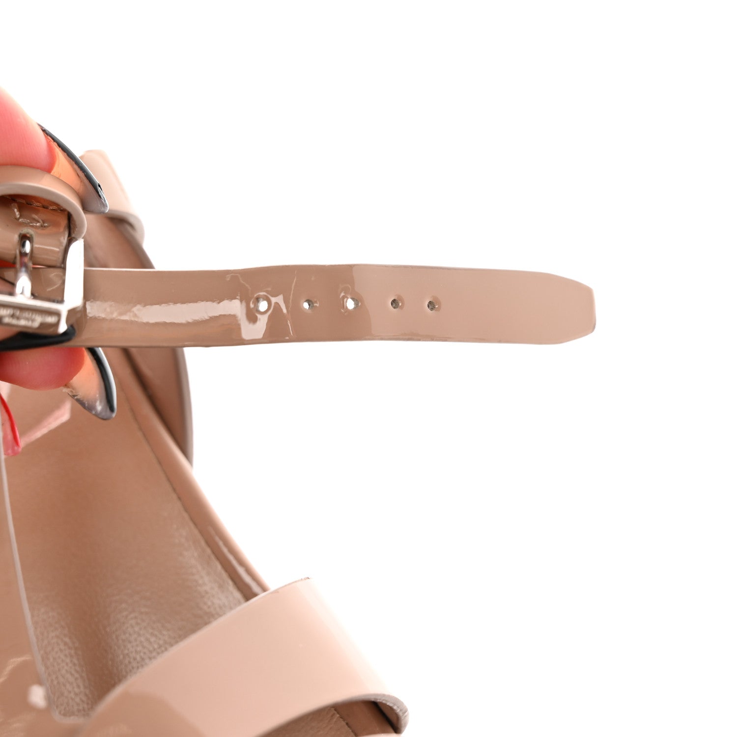 Saint Laurent Patent Tribute 105 Platform Sandals 35 Nude Powder 10 of 14