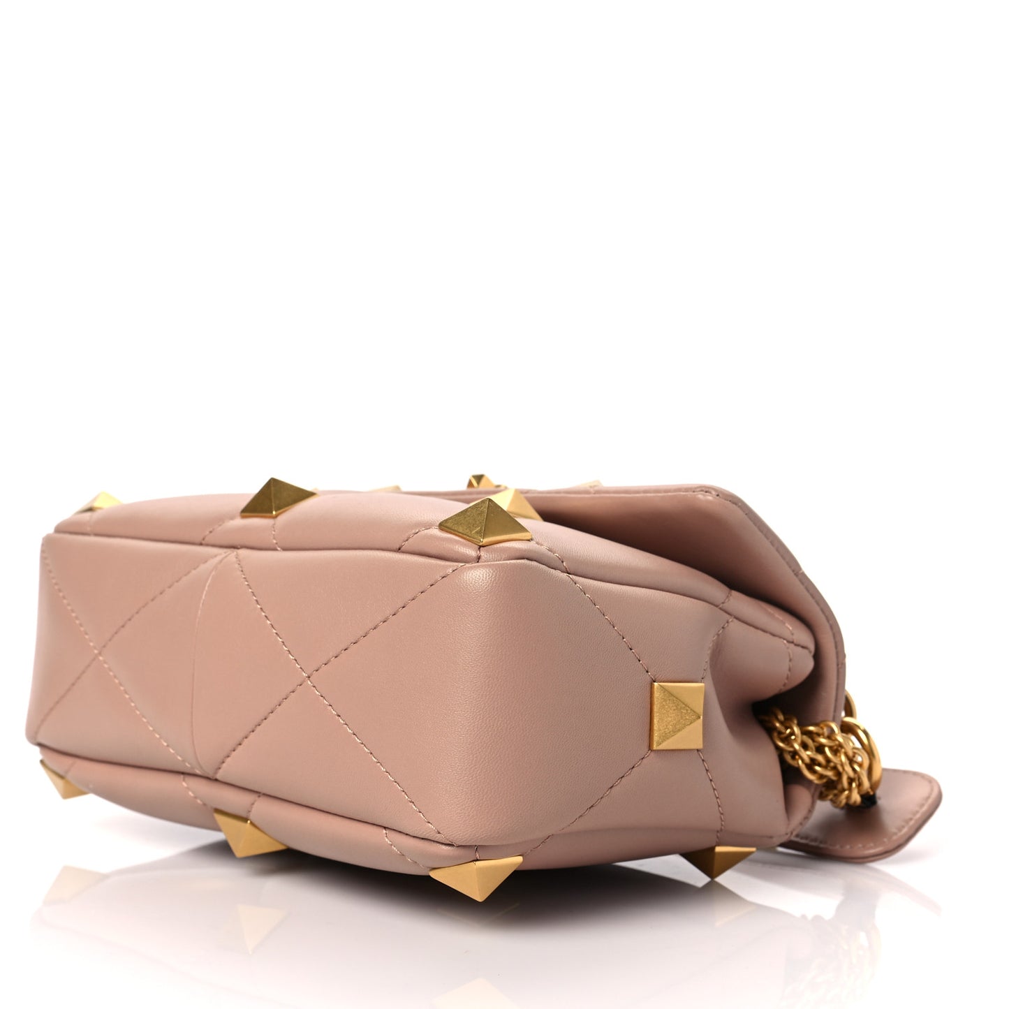 Nappa Medium Roman Stud Shoulder Bag Rose Cannelle