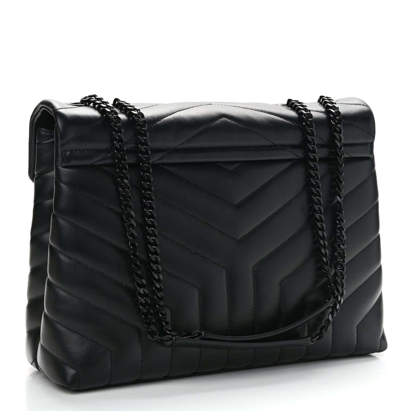 Calfskin Y Quilted Monogram Medium Loulou Chain Satchel Black