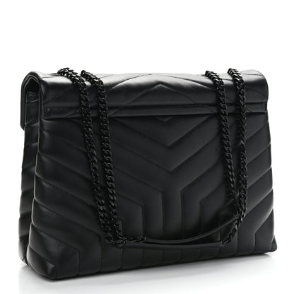 Saint Laurent Calfskin Y Quilted Monogram Medium Loulou Chain Satchel Black 3 of 12