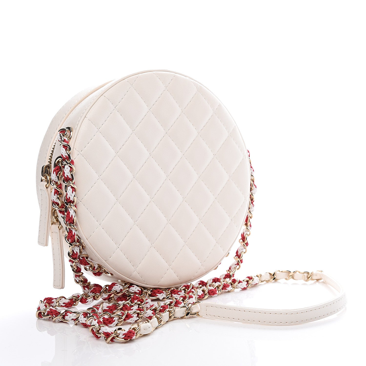 Chanel Lambskin Coco Lifesaver Round Bag Red White 2 of 10