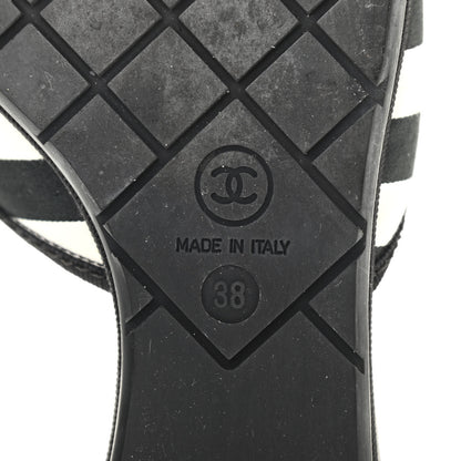 Chanel Striped CC Mules 38 Black White 6 of 10