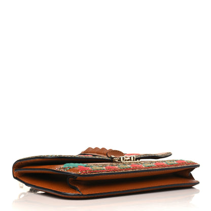 Valentino Garavani Pebbled Calfskin Embroidered Medium Glam Lock Rockstud Flap Brown 4 of 8