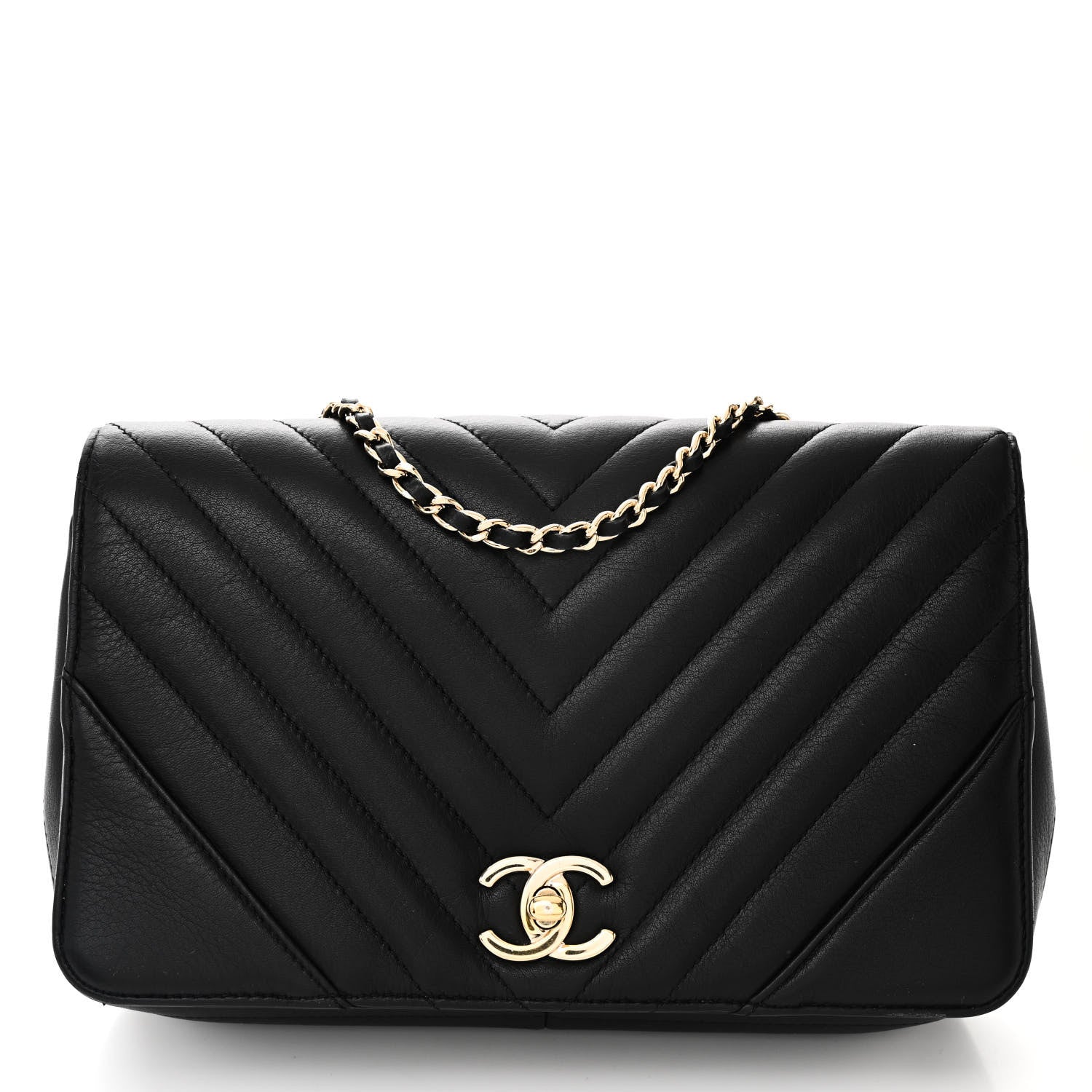 Chanel Calfskin Chevron Quilted Small Statement Flap Black 1 of 10