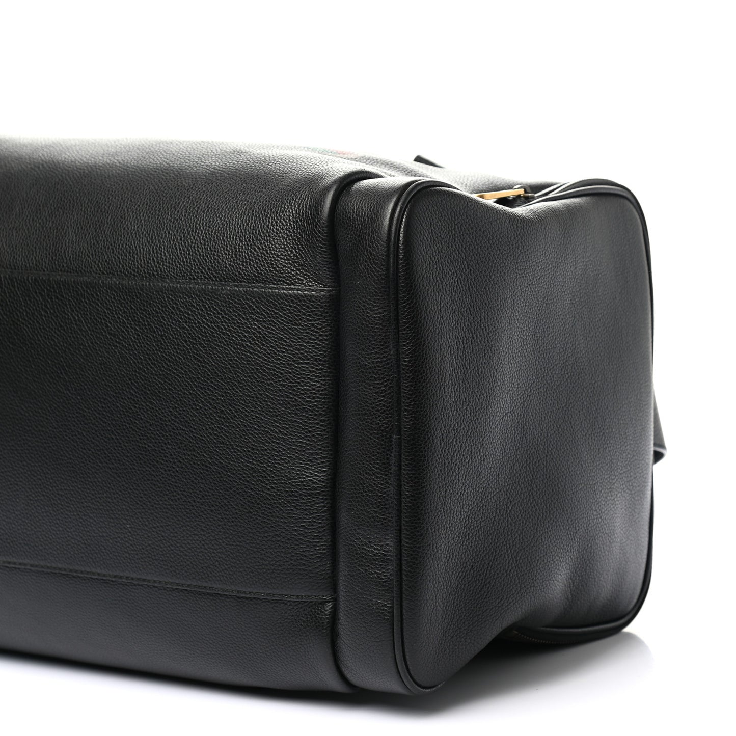 Grained Calfskin Logo Duffle Bag Black